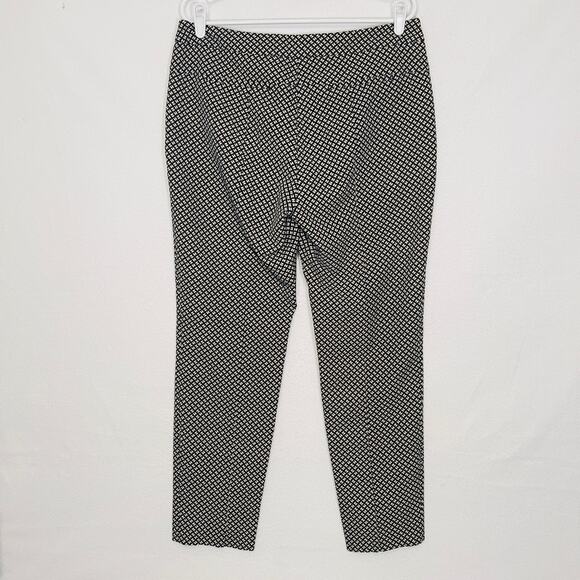 Adrianna Papell Ankle Pants Womens 12 Black Yellow Diamond Pattern Trousers - Picture 2 of 9